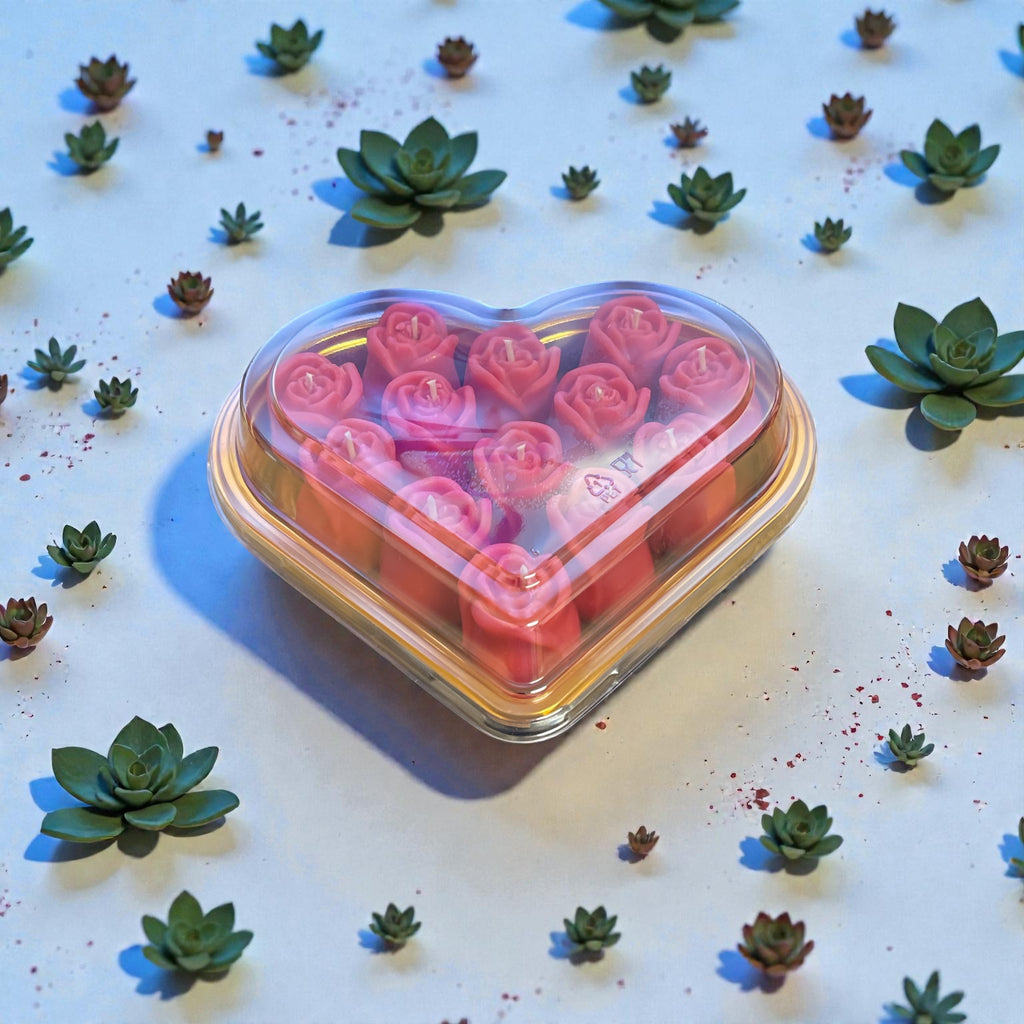 Bakers Dozen Rose Candles In Heart Shaped Tin