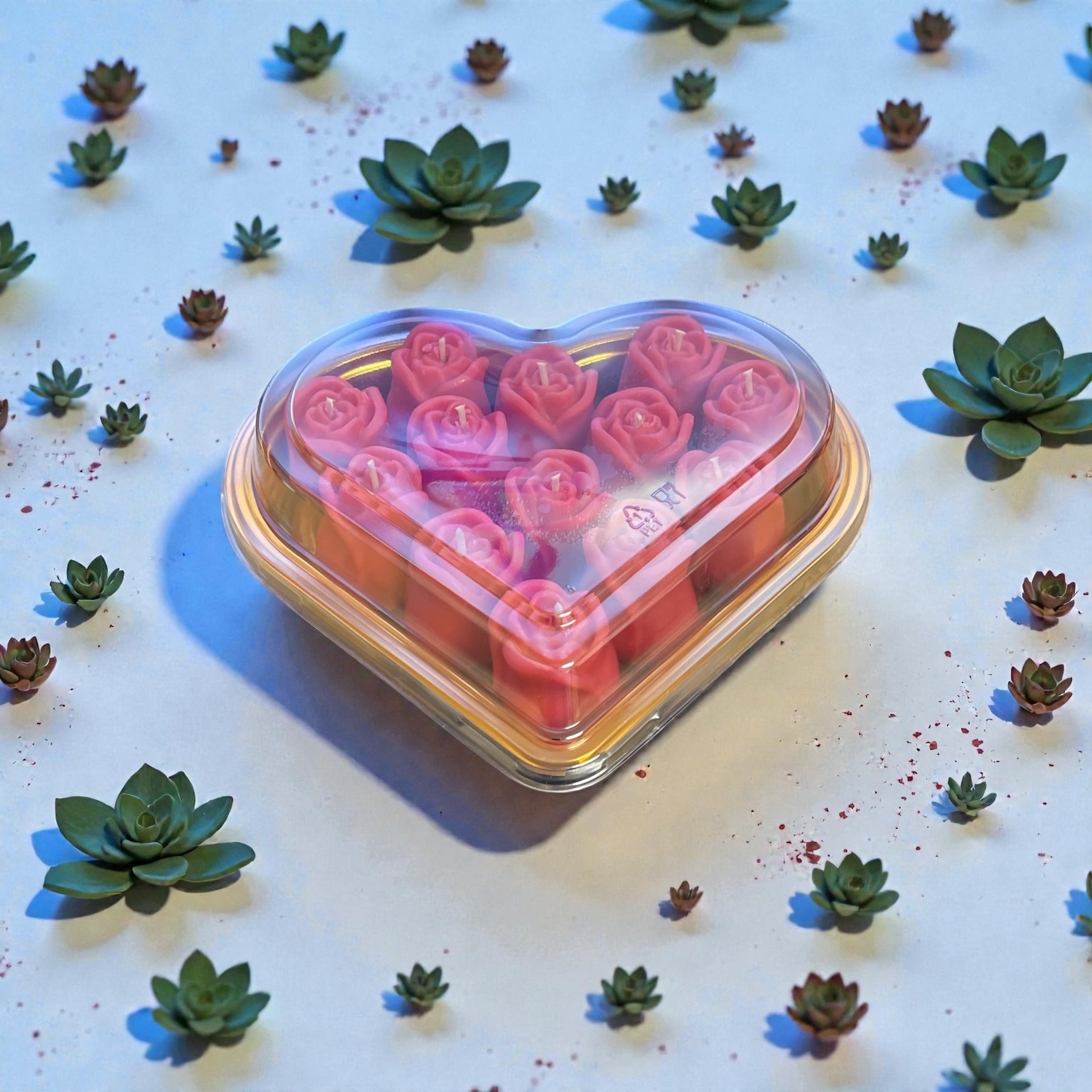 Bakers Dozen Rose Candles In Heart Shaped Tin