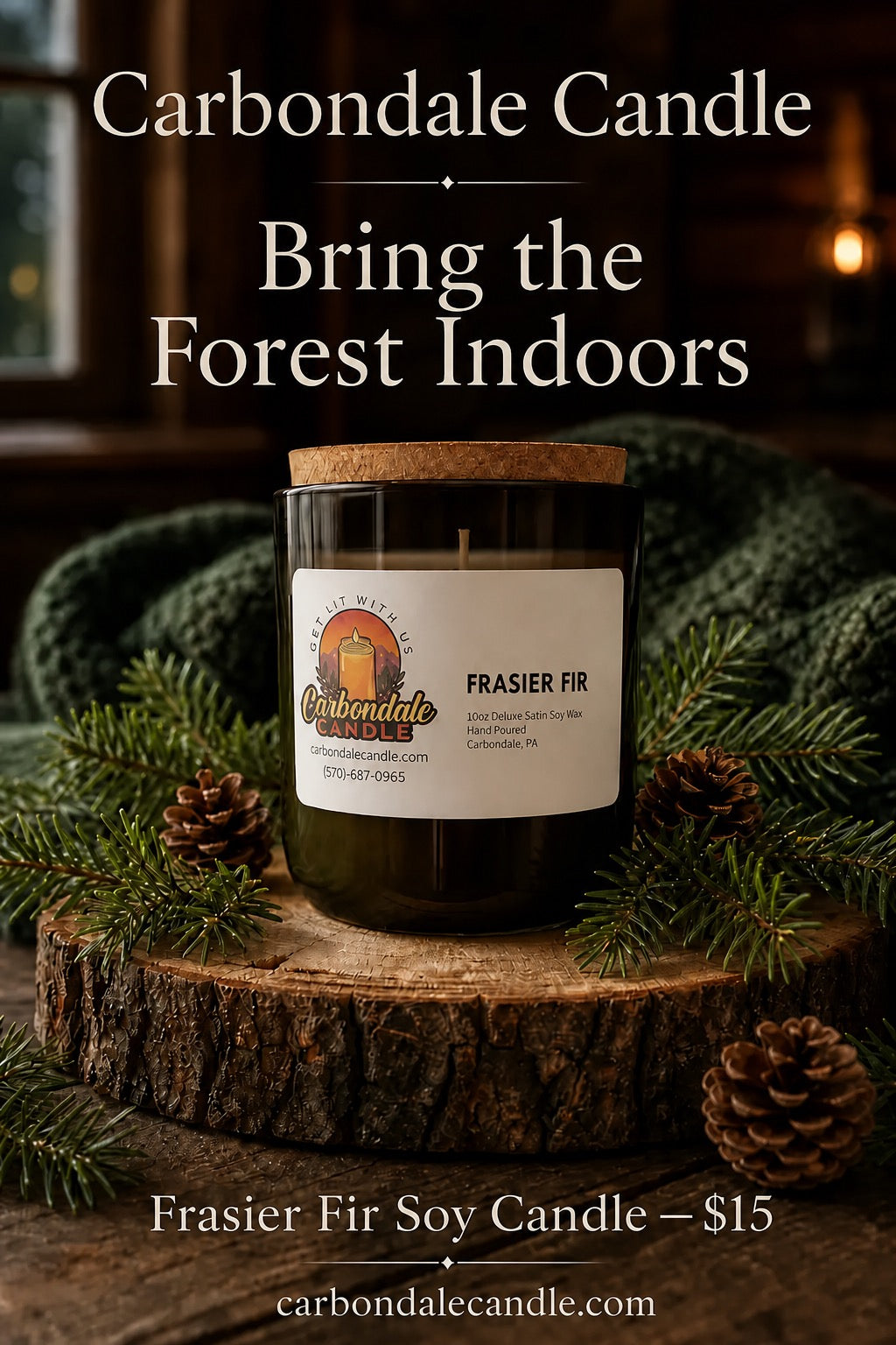 10oz Frosted Black Jar Candle, Scented